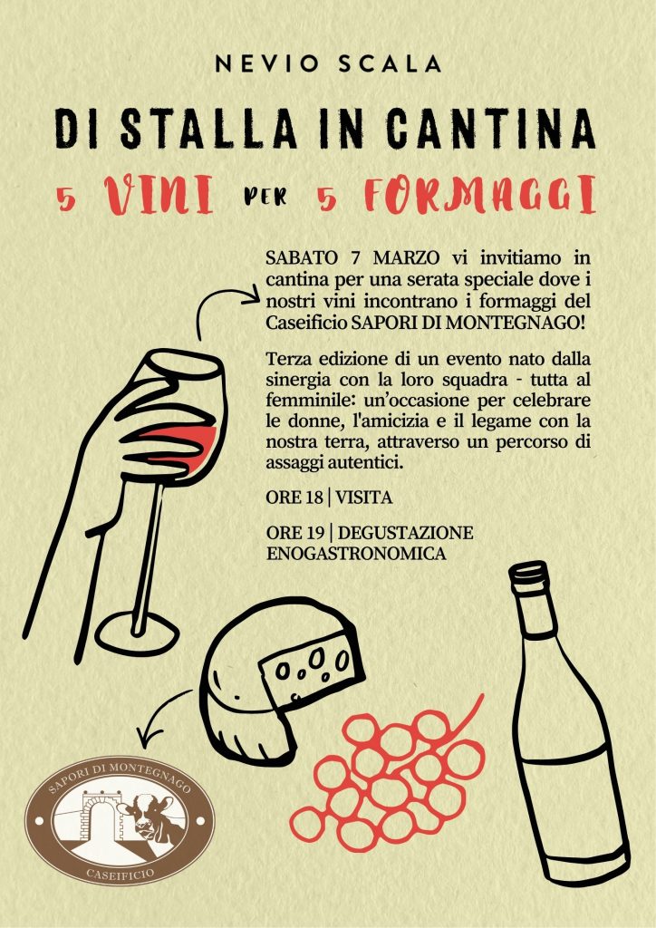 Degustazione enogastronomica Di stalla in cantina sabato 7 marzo 2026 in cantina Nevio Scala
